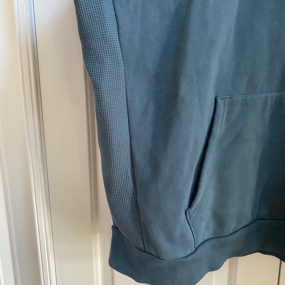 Puma Hoodie Men XXL Teal Pullover Waffle Panel Cotton Gym Lounge 682801-25 - Picture 3 of 8